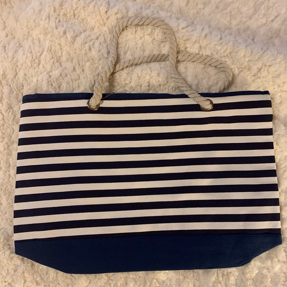 NWT Navy striped tote bag